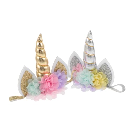 ABOOFAN 2 Stück Glitzerndes Blumen haarband mit Katzenohren und Spiralförmigem Horn Elastisches Cosplay zubehör für Mädchen Geburtstagsfeier Vielseitiges Party haarschmuck von ABOOFAN