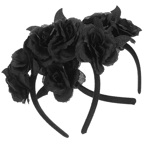 ABOOFAN 2 Stück Halloween Haarschmuck für Erwachsene Leichtes Party Haarband mit Bat und Blumenmotiven Wiederverwendbar Komfortabel Modisches Kopfschmuck für Karneval und Kostümpartys von ABOOFAN
