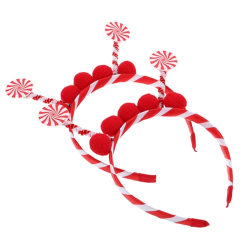 ABOOFAN 2 Stück Halloween-Stirnband Weihnachtsfeiertagshaarbänder Candy Cane Xmas Kopfbedeckung Haarbänder für Halloween-Kostüme Dekorative Lutschbänder Lollipop-Party-Haarreifen Acryl rot von ABOOFAN
