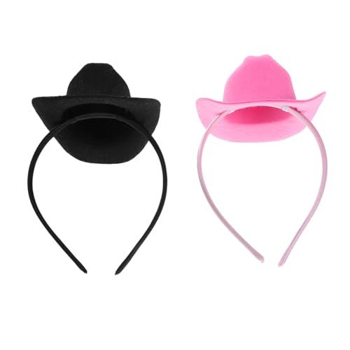 ABOOFAN 2 Stück Mini Cowgirl Hut Haarreif Leichtes Party Accessoire für Damen und Mädchen Western Stil Kopfschmuck für Geburtstag Halloween und Karneval und Modisch von ABOOFAN