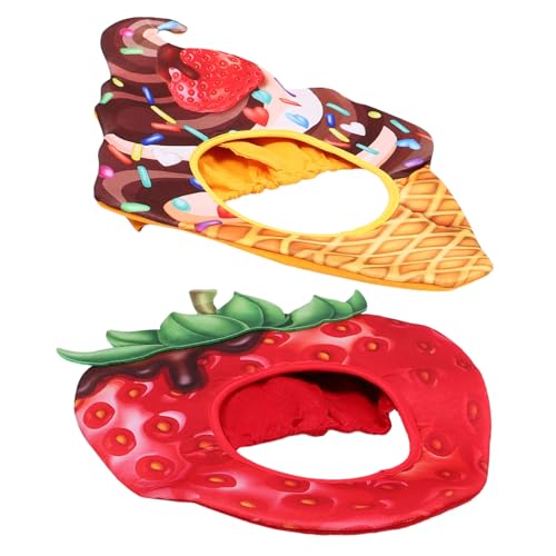 ABOOFAN 2 Stück Plüsch Erdbeer Eiscremehut Lustige Kostüm-haube für Erwachsene und Weiches Food-headgear für Halloween Fasching Party Fotorequisit Rollenspiel Cosplay von ABOOFAN