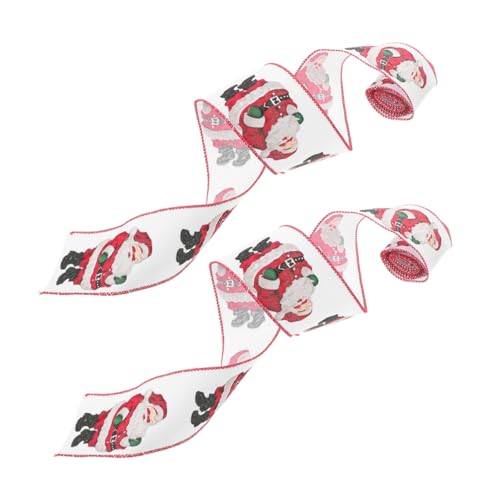 ABOOFAN 2 Stück Polyester-Drahtband geschenkband weihnachtsdeko band Bänder für Weihnachten Weihnachtsband für Dekoration Weihnachten Band Halloween-Ripsband Weihnachtsmann-Band Stoff von ABOOFAN