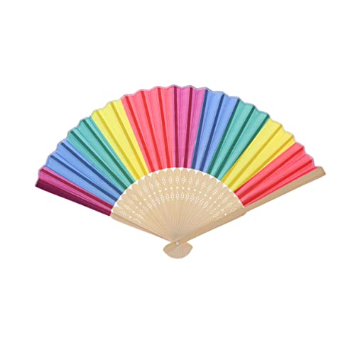 ABOOFAN 2 Stück Regenbogen Faltfächer Leichte Handfächer für Sommer Bunte Party Deko Kompakte Tragbare Fans für Familie Freunde für Hochzeit Geburtstag Tanzveranstaltungen von ABOOFAN