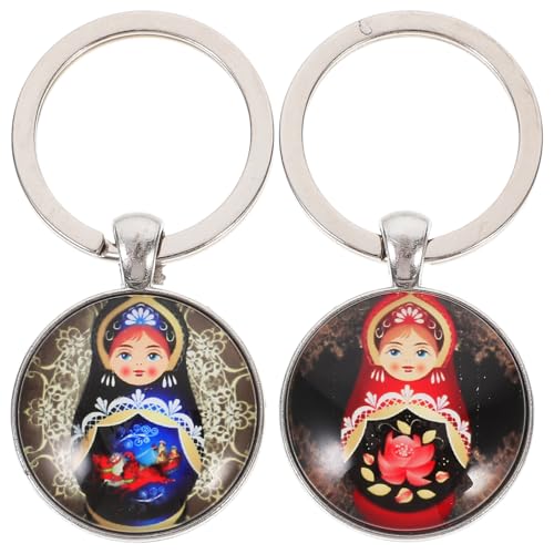 ABOOFAN 2 Stück Schlüsselanhänger Schmuck einfach Traditionelle Nistpuppen-Schlüsselanhänger klein Ketten handgefertigt Schlüsselanhänger für Bastelarbeiten Schlüsselringe Glas von ABOOFAN