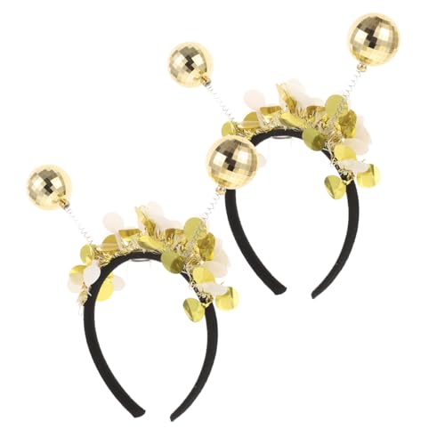 ABOOFAN 2 Stück Teiliges Goldfarbenes PU Haarband mit Glänzenden Punkten Festliches Stage Haarreif für Mädchen für Party Festival Cosplay und Bühnenauftritte von ABOOFAN