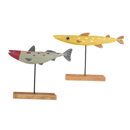 ABOOFAN 2 Stücke Fischformtisch Holz Handwerk Tiere Desktop Ornament ABOOFAN 2 Stücke Fischformtisch Holz Handwerk Tiere Desktop Ornament von ABOOFAN