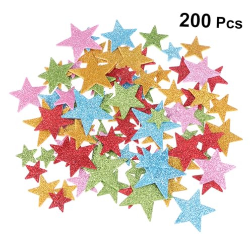 ABOOFAN 200 Stück Glitzer Stern Aufkleber Selbstklebend für DIY Bastelprojekte Wanddeko Kinderzimmer Scrapbook Bunte Sterne Sticker mit Langlebiger Haftung für Kreative Zufällige Farbe von ABOOFAN