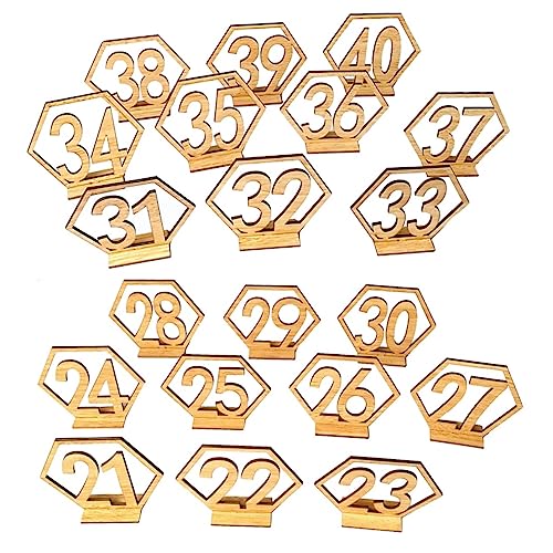ABOOFAN 20Stücke Tischnummern Holz Mit Halter Basis Hexagon Tischdekoration Für Hochzeiten Wiederverwendbar Stilvolles Design Langlebig von ABOOFAN