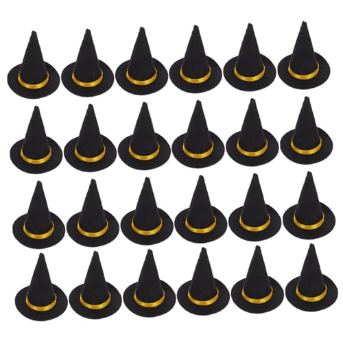 ABOOFAN 24 Mini-hexenhüte Aus Filz: Weinflaschenaufsätze Als Dekoration Für Halloween-partys – Kleiner Zaubererhut Für Maskeraden, Karneval, Kuchen Und Tischdekorationen von ABOOFAN