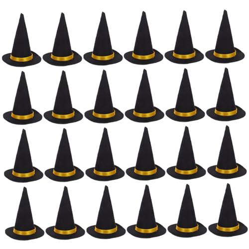 ABOOFAN 24 Stück Mini Filz Hexenhüte für Halloween Kleine Bastelhüte als Weinflaschen und Kuchen Dekoration Vielseitige Mini Party Accessoires für DIY Kostüm und Festtagsfeiern von ABOOFAN