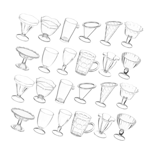 ABOOFAN 24 Stück Miniatur Kaffeetassen Set Teiliges DIY Eisbecher Set für Puppenhaus Multifunktionale Mini Tassen für Transparentes Design für Kreative Spielideen von ABOOFAN