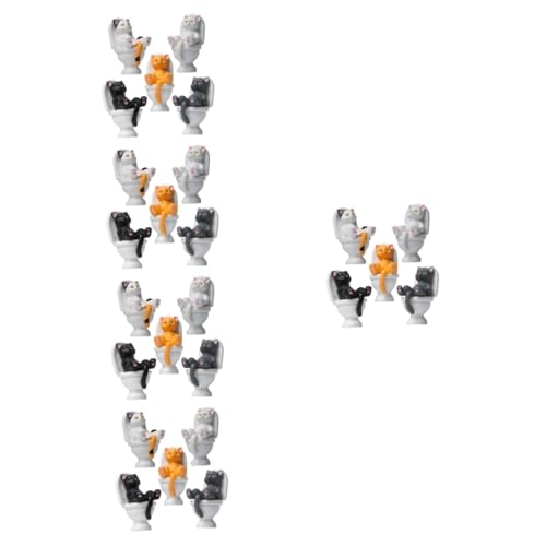 ABOOFAN Autodekoration 25 STK Sitzende Toilettenkatze Desktop-Katze Kätzchen Sammlerstücke Cartoon-Katzen-dekor Tierkatzenfiguren Spielzeug Auto Autozubehör Mini Die Katze PVC Karikatur von ABOOFAN