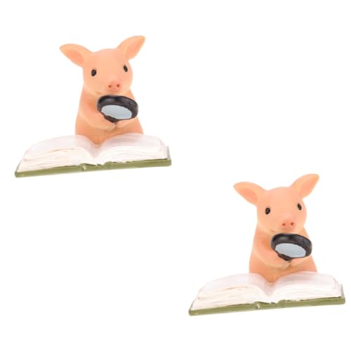 ABOOFAN 2st Schweinchen Ornament Mini-Schweinchen-Miniatur Kuchen Spielzeug Miniatur-Schweinchen-Figur Pflanzen-Bonsai-dekor Mini-tierspielzeug Niedlich Naturharz Liebhaber Ferkel von ABOOFAN