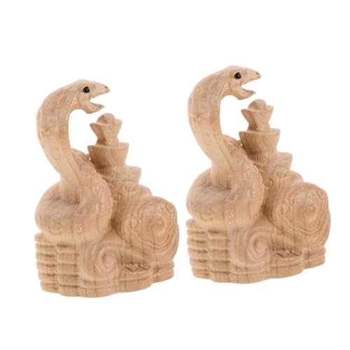 ABOOFAN 2stücke Holz Schlangenornament Kleine Schlangenfiguren Für Chinesisches Neujahr Desktop Dekoration Süße Schlangen Jahre von ABOOFAN