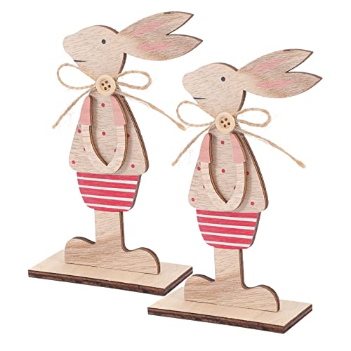 ABOOFAN 2stücke Deko Holz Hasen Tischdeko Frühlingshafte Tischdekoration Für Ostern Niedliche Holzfiguren Für Festliche Anlässe Und Kinderzimmer von ABOOFAN