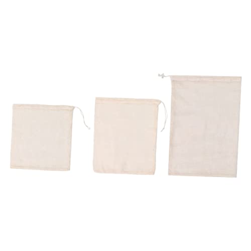 ABOOFAN 3 Stücke Haltbare Mesh-taschen Gemüse- Und Obsttaschen Kordelzug-taschen (beige) von ABOOFAN