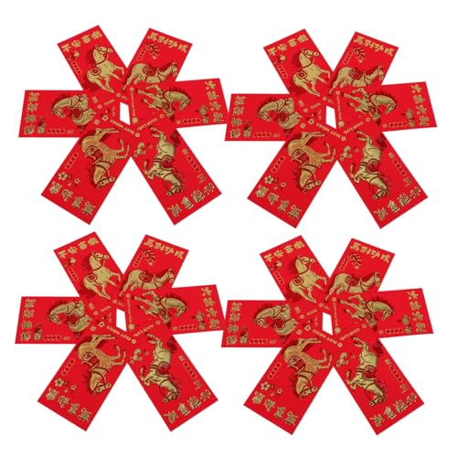 ABOOFAN 30 Stück Teiliges Chinesische Neujahrs Hongbao Rotes Glücksgeldpapier mit Prägung Reißfestes Design Authentischer Stil für Frühlingsfest Hochzeit Geburtstag Pferd von ABOOFAN