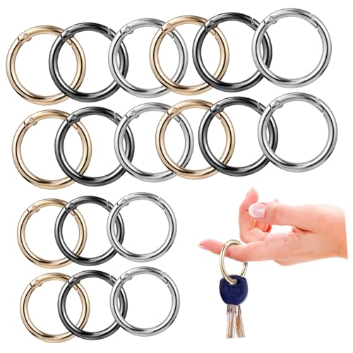 ABOOFAN 30 Stück Teiliges Runde Metall ringschnallen in Gold Schwarz Silber Glänzende Karabinerclips für Handtaschenriemen Schlüsselanhänger Gepäckverschluss Stabile Federverschlüsse von ABOOFAN