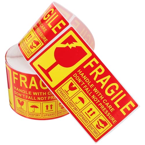 ABOOFAN 300 Stück Fragile Logo-Aufkleber Warnversandetiketten Verpackungsetiketten für den Umzug schwere Aufkleber für den Versand zerbrechliche Klebeetiketten Kupferplatte von ABOOFAN
