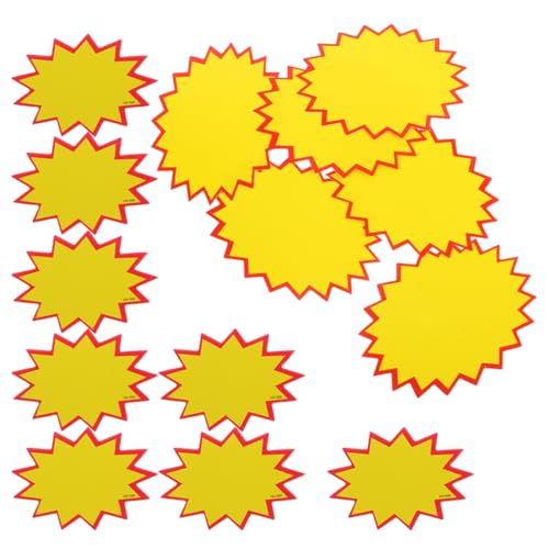 ABOOFAN 300 Stück Tag Löschen Schilder Zum Platzen Von Sternausschnitten Aufkleber Für Preisschilder Flohmarkt-preisschilder Flohmarkt -tags Ladenverkaufsschild Werbeschilder Papier Yellow von ABOOFAN