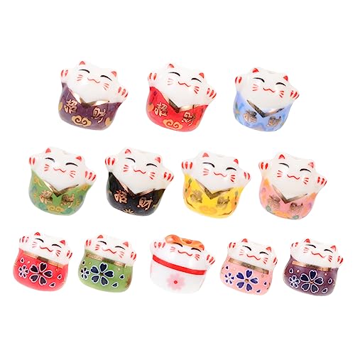 ABOOFAN 36 Stk Bunte Katzenanhänger Aus Keramik Lose Perlen Aus Keramik Katzenperlen Für Die Schmuckherstellung Maneki Neko Mini-glückskatzenanhänger Halsketten-box Glückliche Katze von ABOOFAN