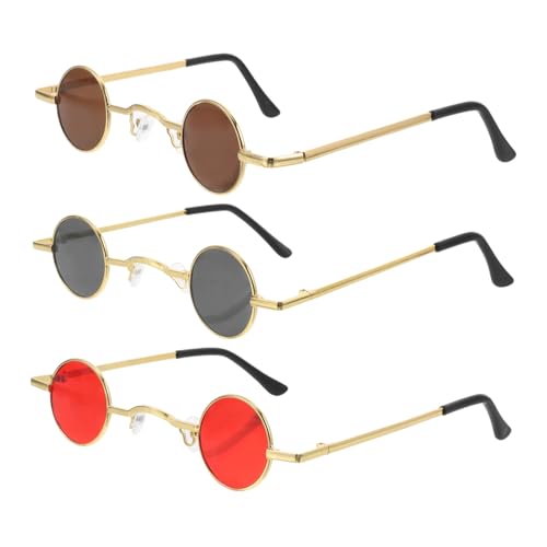 ABOOFAN 3Stücke Retro Steampunk Sonnenbrillen Vintage Runde Kreisbrillen für Männer und Frauen Modisches Design für Partys und Kostüm Events von ABOOFAN
