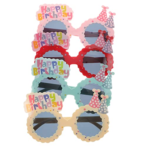 ABOOFAN Brillen-Requisiten 4 Stück Geburtstagsbrille Party-requisiten Kinder Dekor Geburtstagsfoto Requisiten Lustige Partybrille Comedy-brille Kuchen Albern Gläser Plastik Sonnenbrille von ABOOFAN
