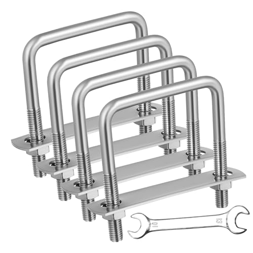 ABOOFAN 4 Stück Schraubenschlüsselsatz edelstahlschrauben du klemmst Vierkant-U-Bolzen U-Bügel mit quadratischer Biegung Quadratischer U-Bolzen u schrauben Rostfreier Stahl Silver von ABOOFAN