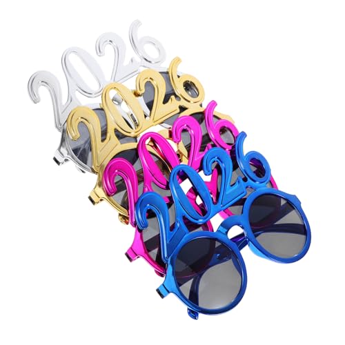 ABOOFAN 4 Stück Spaßige Neujahrs und Abschlussfeier Sonnenbrillen mit Zahl für Fotoprops für Partys und Festliche Anlässe von ABOOFAN