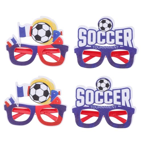 ABOOFAN 4 Stück Teiliges Fußball Fanbrillen Lustige Party Requisiten mit Blau Roten Fußballflaggen für Fußball Geburtstagsfeiern Sport und Wm Dekoration Fotorequisiten für Fans und von ABOOFAN