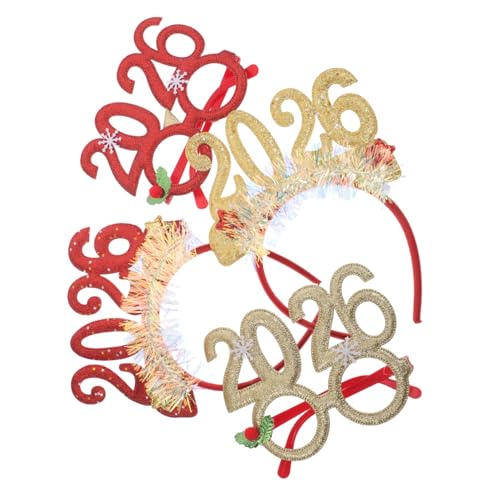 ABOOFAN 4 Stück Teiliges Glitzer Neujahrs Haarband und Partygemusterte Brille Funkelnde Haarschmuck für Feiertagsfeiern Festliche Dekorationen und Silvesterfeiern von ABOOFAN
