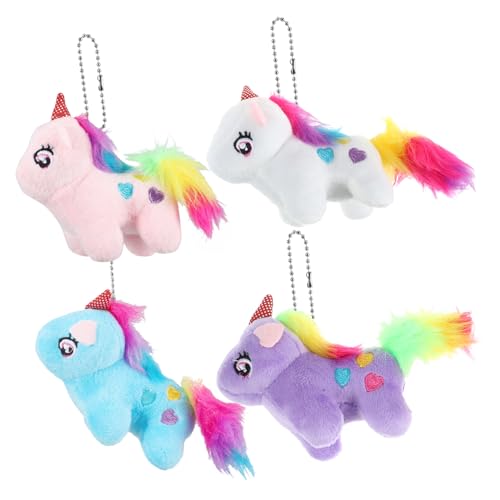 ABOOFAN 4 Stück Teiliges Plüsch Einhorn Schlüsselanhänger Kuschelige Tier Charms für Handtaschen Rucksäcke Geschenkidee für Kindergeburtstage und Feste von ABOOFAN