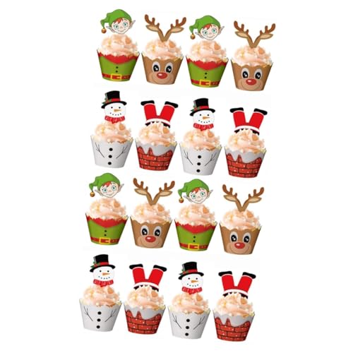 ABOOFAN 48 Stk Weihnachtsdeckel Cupcake-Halter für Weihnachten Ornament Dekor Kuchen Topper Weihnachtskuchenaufsätze und -verpackungen Karikatur Kuchen Tasse Obst Geschenkpapier schmücken von ABOOFAN