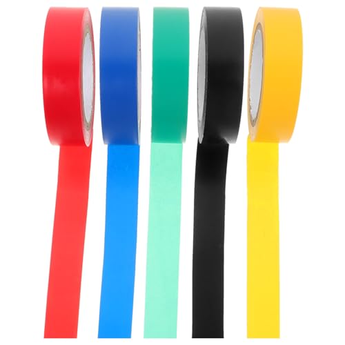 ABOOFAN 5 Rollen Fünf Farbiges Elektro Isolierband Hochwertiges Wasserdichtes PVC Klebeband für Innenanwendungen für Kabelmanagement und Reparaturen Rot Gelb Blau Grün und Schwarz von ABOOFAN
