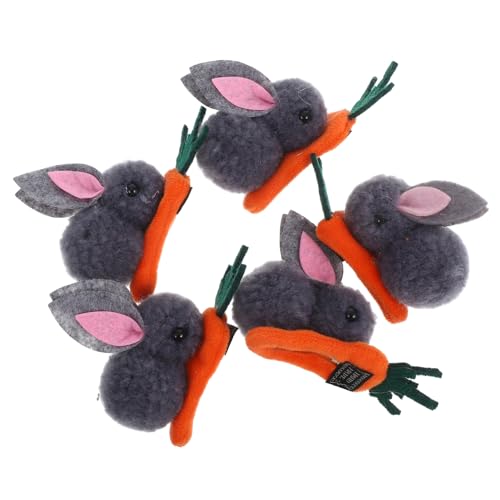 ABOOFAN 5 Stück Plüsch Hasenohren Haarspangen Kuschelige Kaninchen und Karotten Haarklammern für Mädchen Weiche Tier Haarclips für Karneval Osterfest und Party Zubehör von ABOOFAN