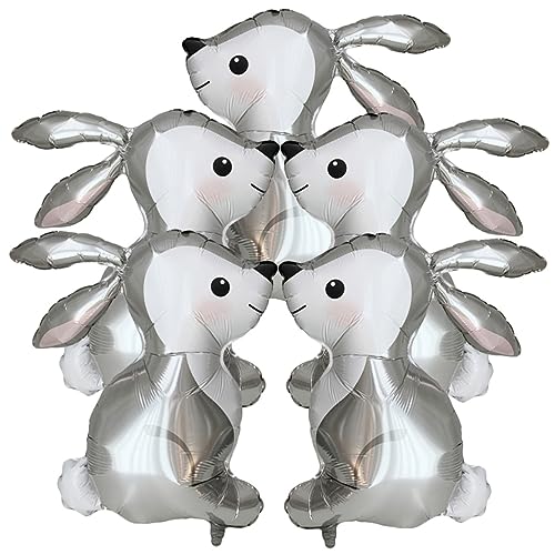 ABOOFAN 5 Stück Teiliges Bunny Luftballons aus Folie Niedliche Kaninchenform Graue Hasen Partydekoration für Kindergeburtstag Osterfeiern Fotokulisse Vielseitige Tierballons für Indoor und ABOOFAN 5 Stück Teiliges Bunny Luftballons aus Folie Niedliche Kaninchenform Graue Hasen Partydekoration für Kindergeburtstag Osterfeiern Fotokulisse Vielseitige Tierballons für Indoor und von ABOOFAN