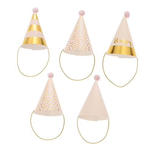 ABOOFAN 5 Stück Teiliges Geburtstagsmützen mit Glitzerbällen Kreative Partyhüte für Kindergeburtstag Shower und Kostümpartys Farbmix aus Gold und Rosa von ABOOFAN