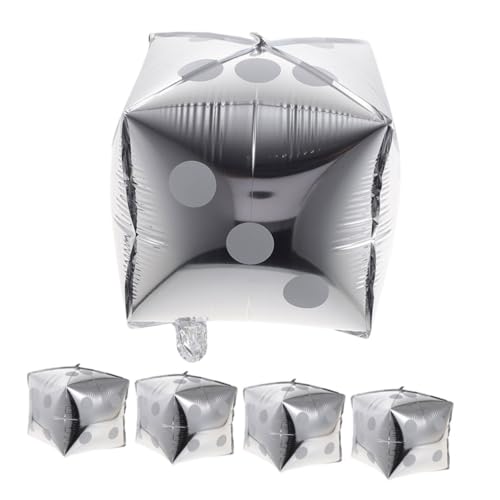 ABOOFAN 5 Stück Würfel Folienballons Silber Spiel Themen Partydeko für Erwachsene Fotorequisiten und Raumdekoration für Geburtstage Festivals Festliche Anlässe von ABOOFAN