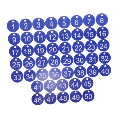 ABOOFAN 50 Stück Nummerierte Schlüsselanhänger Runde Kunststoff Identifikationstags für Luggage Labels Campingausrüstung Schlüsselorganisation und Effiziente Lagerverwaltung von ABOOFAN