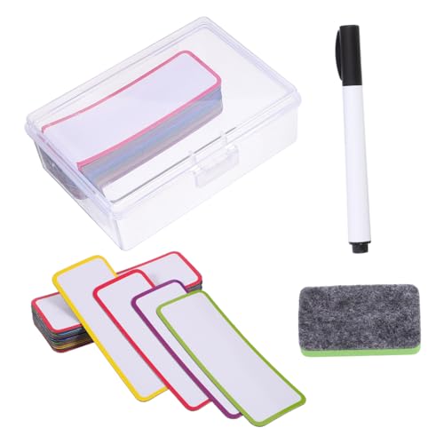 ABOOFAN 54 Stück Magnetische Etikettaufkleber Name magnetisches Whiteboard Weiß klebrig Tipp Trocken abwischbare Kühlschrankmagnete beschreibbare Magnetetiketten beschichtetes Papier von ABOOFAN