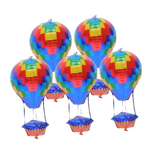 ABOOFAN 5st Heißluftballon Dekoration Weihnachts-heißluftballon Valentinstag-ballon Regenbogen-heißluftballon Hängendes Papier Bunt Heiß Braut Hochzeit Aluminiumfolie Partybedarf von ABOOFAN