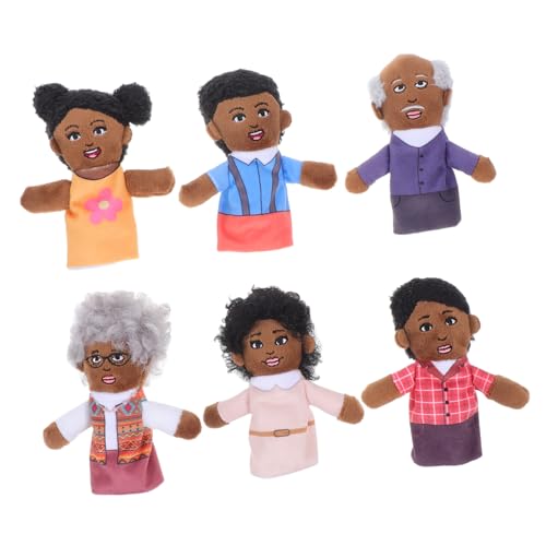 ABOOFAN 6 Stück Familie Fingerpuppen Elternteil Puppenhausfamilie Karikatur Marionette Familienhandpuppe Kinderpuppen Puppentheater für Finger Familie Plüsch von ABOOFAN