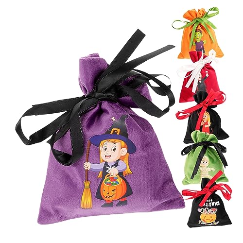 ABOOFAN 6 Stück Halloween Süßigkeitenbeutel Stoffbeutel mit Zugband für Snacks Halloween Goodie Bags für von ABOOFAN