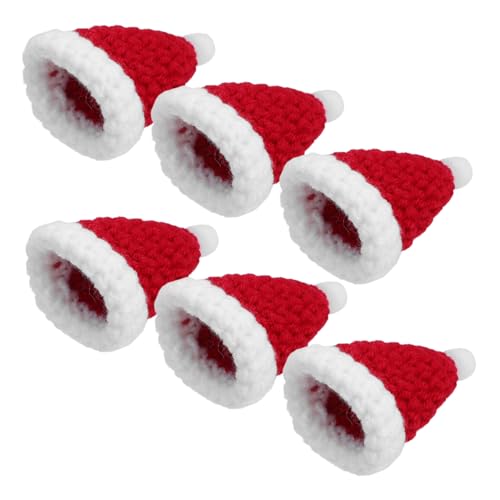 ABOOFAN 6 Stück Mini Gestrickte Weihnachtsmützen mit Bommel Kleine Rote Mini-santa-hüte Handgefertigte Häkelmützen für Diy-basteln Weihnachtsbaumdeko Haar Puppenzubehör von ABOOFAN
