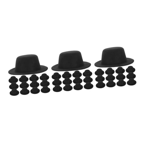 ABOOFAN 60 Stck. Mini Dekorationshut Hüte für Puppen Mini Tea Party Hats Zylinder für Bastelarbeiten Puppenhüte kleine Hüte zum Basteln Schneemannmützen Puppe Filzhüte Stoff Schwarz von ABOOFAN