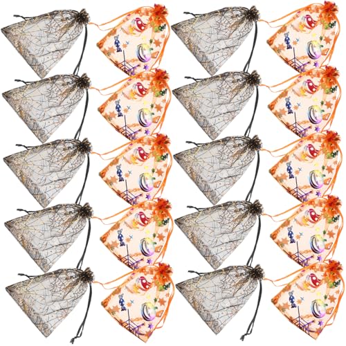 ABOOFAN 60 Stück Teiliges Halloween Geschenkbeutel mit Schwarzem Spinnennetz und Orangefarbenen Kürbis Motiven Organza Mesh Zugbeutel für Süßigkeiten Snacks Partygeschenke für Halloween ABOOFAN 60 Stück Teiliges Halloween Geschenkbeutel mit Schwarzem Spinnennetz und Orangefarbenen Kürbis Motiven Organza Mesh Zugbeutel für Süßigkeiten Snacks Partygeschenke für Halloween von ABOOFAN