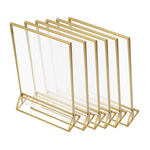 ABOOFAN 6Stücke Acryl Schilderhalter mit Goldrand Doppelseitige Tischaufsteller für Hochzeiten für Menüs und Tischnummern Stabil und Wiederverwendbar für Dekorationen ABOOFAN 6Stücke Acryl Schilderhalter mit Goldrand Doppelseitige Tischaufsteller für Hochzeiten für Menüs und Tischnummern Stabil und Wiederverwendbar für Dekorationen von ABOOFAN
