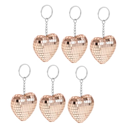 ABOOFAN 6Stücke Herzförmige Spiegel Disco Kugel Schlüsselanhänger Kreative Taschenanhänger für Partys Langlebiges Design Auffälliger für Dekoration und von ABOOFAN