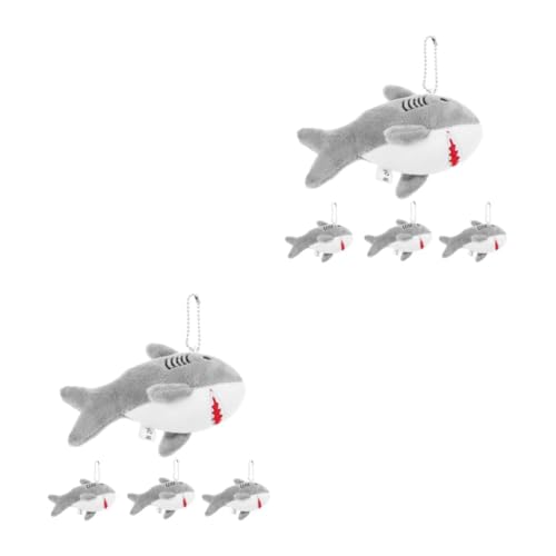 ABOOFAN 8 Stück Cartoon Shark Puppe Plüschtiere als Stofftiere Weihnachtsplüschtier Ausgestopfter Hai-Schlüsselanhänger Mini Stofftierpuppe Schlüsselanhänger mit Tierfüllung Metall Grau von ABOOFAN