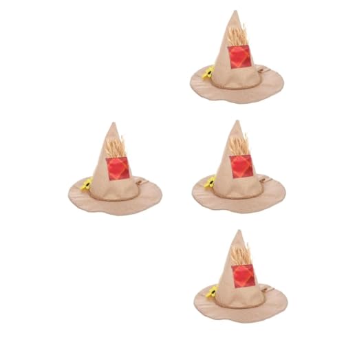 ABOOFAN 8 Stück Hexen Hut Zaubererhut Halloween Hexenhut Sonnenblume Sonnenblumen -Vogelscheuche Kostümhut Sonnenblumen-Hexenhut Scarecrow -Dekoration Leinen- Beige von ABOOFAN